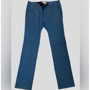 DQM Pants Mens Medium Blue Casual Straight Leg Cotton Drawstring Belted Relaxed